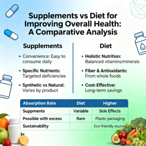 chart comparing health benefits of diet or supplements